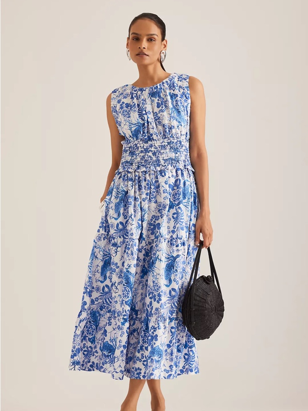 Anthropologie blue and white maxi dress 2x plus size